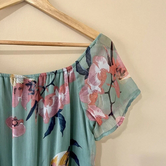 •SOLD•|Vera Moda| Off-Shoulder Knee Length Floral Spring Summer Dress Size US L - Picture 4 of 6